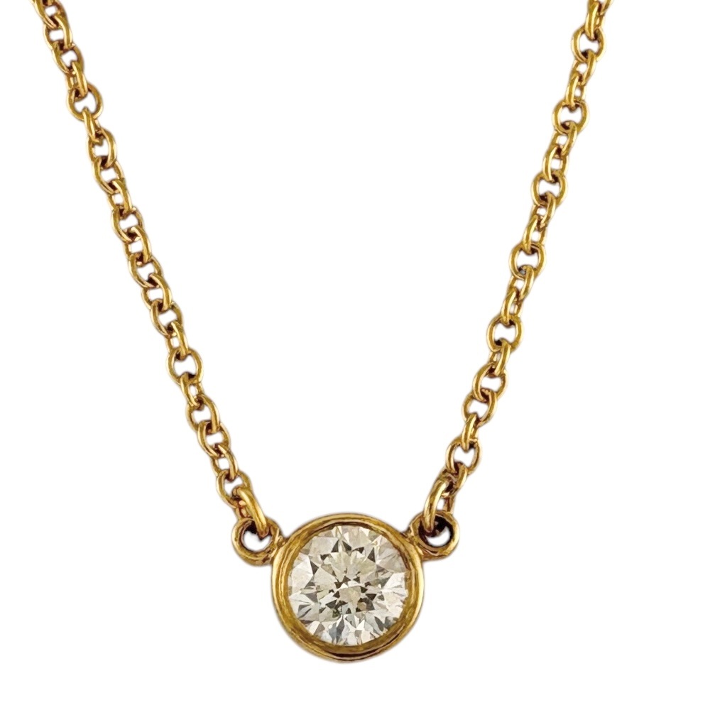 ティファニー バイザヤード 約0.12ct ネックレス 18金 K18イエローゴールド ダイヤモンド TIFFANY&Co. 中古 美品