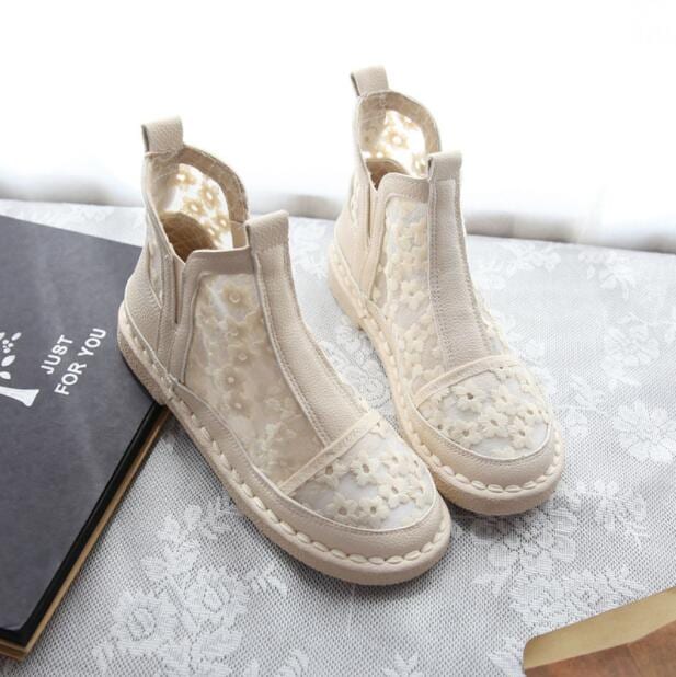 【急速出荷!】サマーブーツ　ブーツサンダル　総レース　ショートブーツ　サンダル　ローヒール　夏　シースルー　森ガール　透かし　レディース靴　夏ブーツ 疲れない靴 サマーブーツ