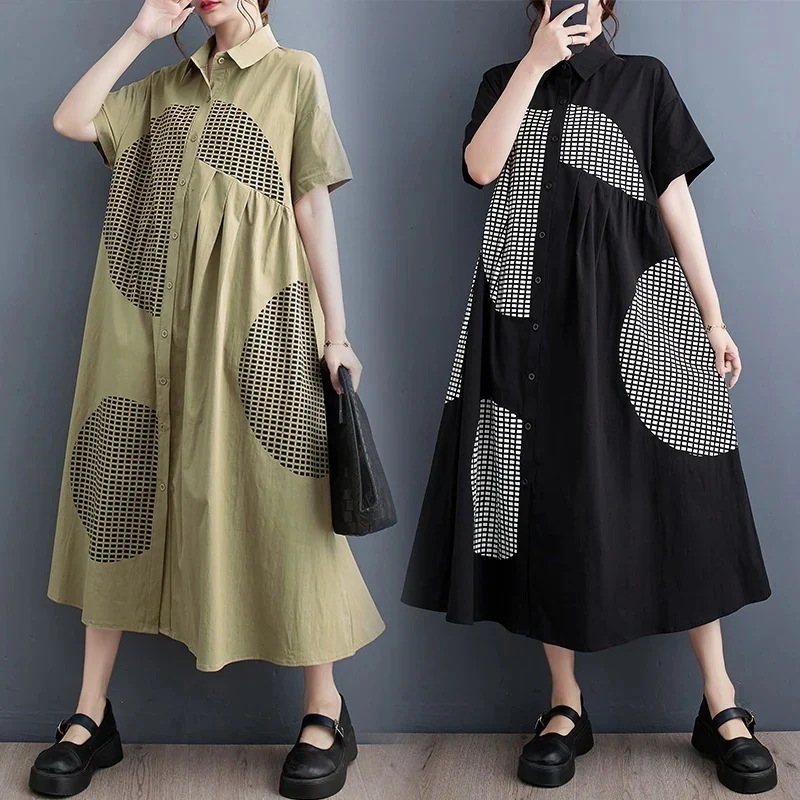 2024作韓国ファッション開き襟ワンピース大きめサイズおしゃれシャツワンピースロングワンピーキャミワンピース母ののプレゼント