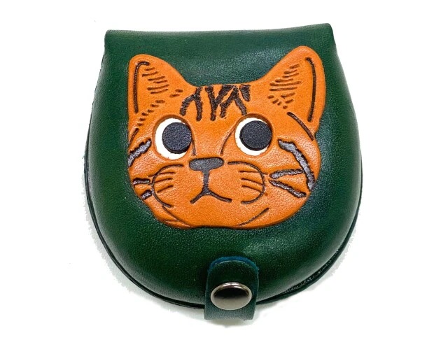 アメリカンショートヘア　カラーコインケース 緑　小銭入れ/財布 レザー/本革 VANCA/バンカクラフト