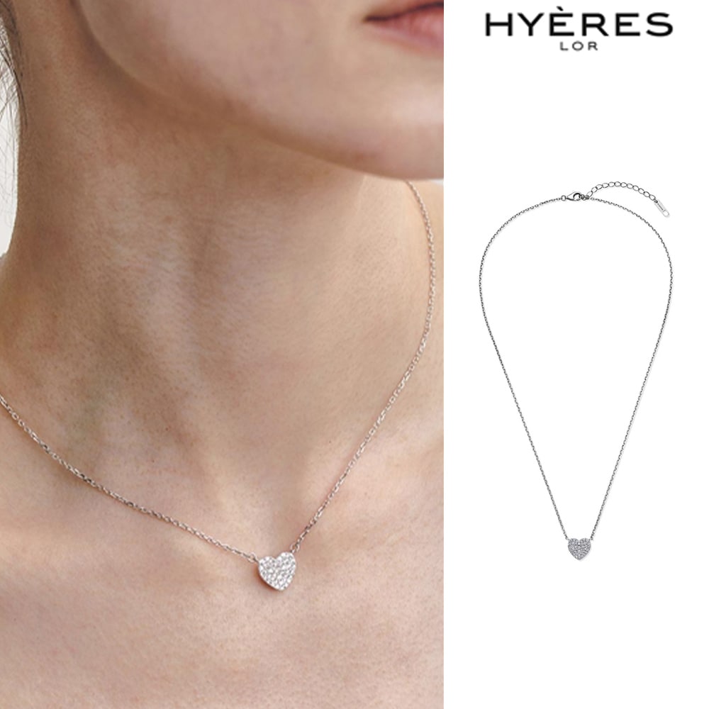 [HYERES LOR] H Heart Pave SV(W) Volume Necklace