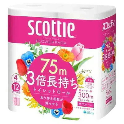 他サイト： 日本製紙クレシア スコッティ フラワーパック 3倍長持ち 4ロール（ダブル） スコツテフラワ3バイマキ4RWの商品画像