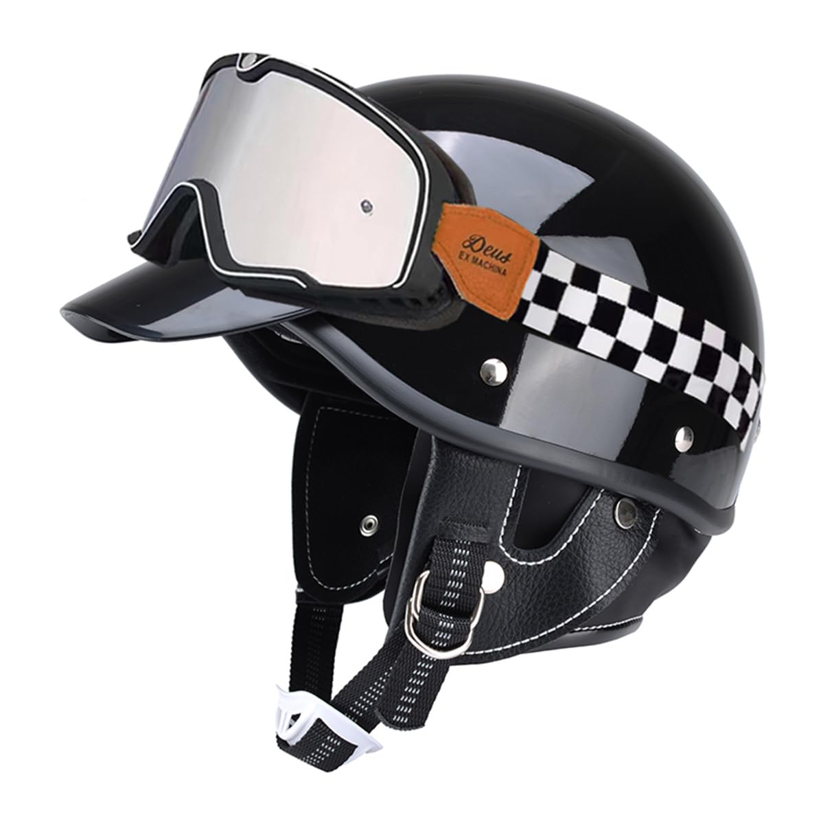 [foohY] ハーフハット ヘルメット アメリカン ハーフヘルメット ハーフスクープ メンズ レディース ユニセックス ベレー帽 バイザー スケートボード ヘルメット メタルバックル あごパッド ア