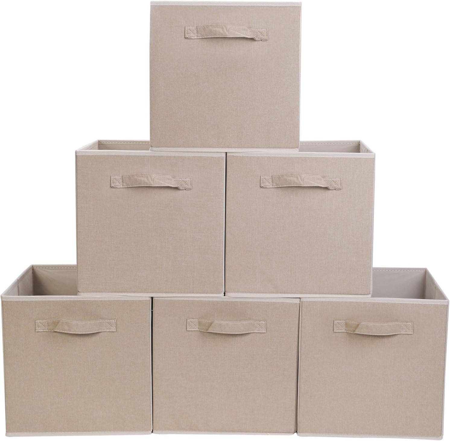 6個セット 折り畳み式 収納キューブケース 大容量 30X30x30cm 取っ手付き 衣類・おもちゃ収納 クリームイエロー