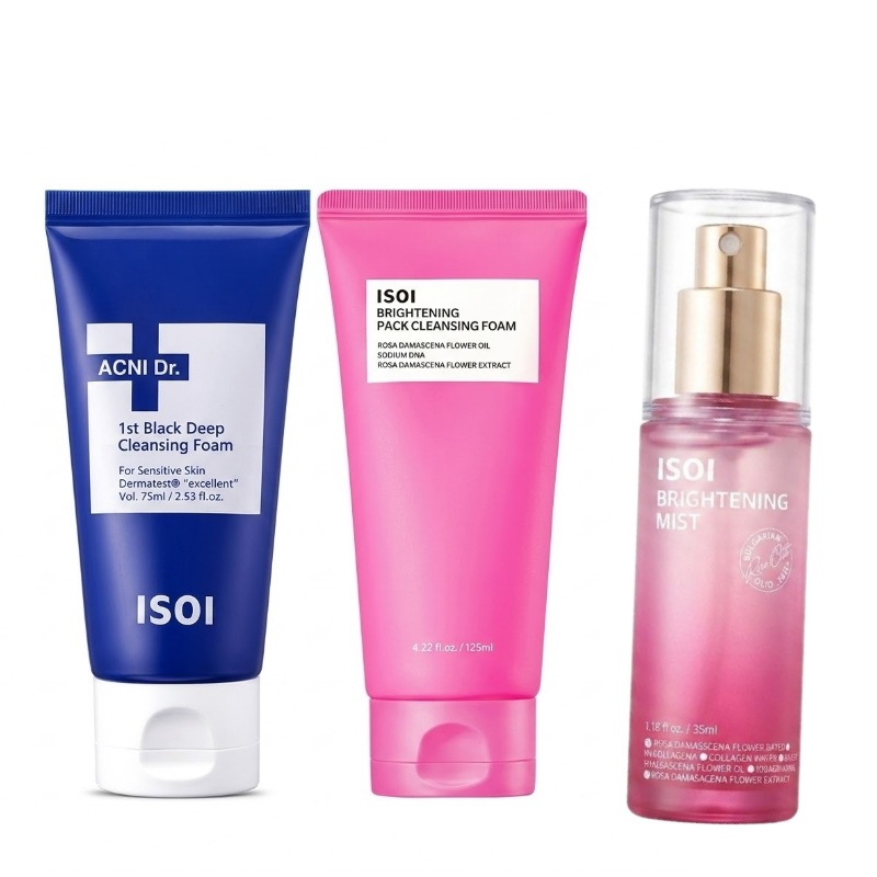 【ヒョクPICK】【3点セット】アクニドクター1stブラックディープクレンジングフォーム75ml＋ローズPDRNパッククレンジングフォーム125ml＋ブライトニングローズPDRNミスト100ml 炭