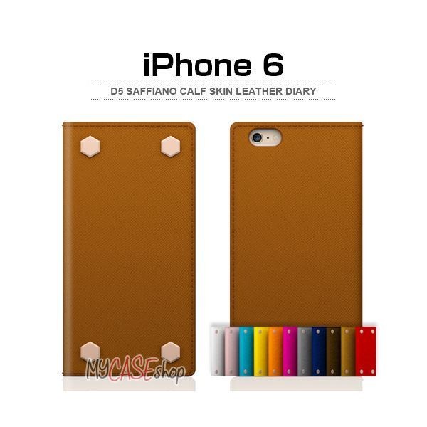 最新コレックション iPhone6 Design SLG D5 ネイビー Diary Leather Skin Calf Saffiano 多機種対応ケース