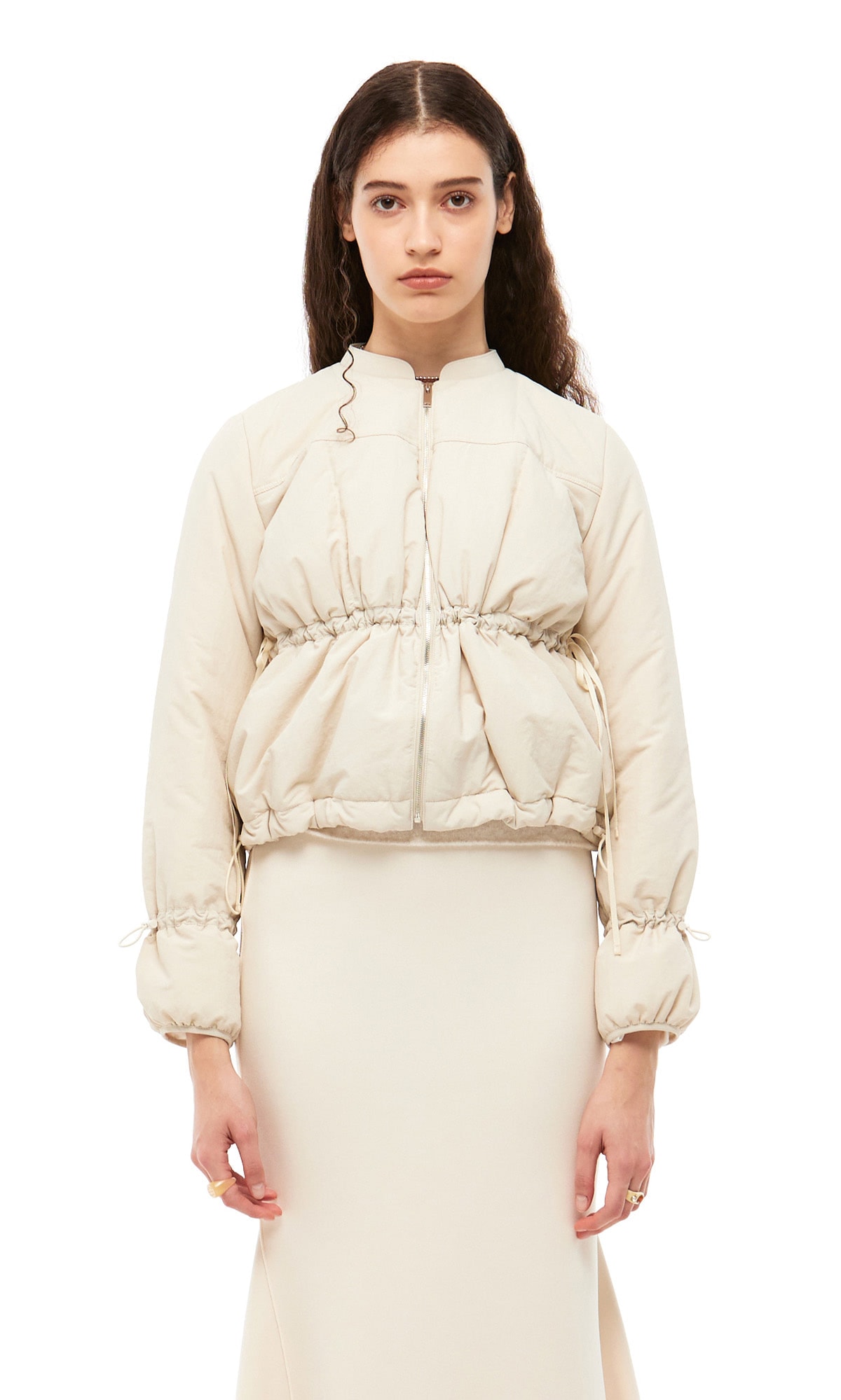 【J.CHUNG】 LOVEL SHIRRING PADDED JACKET : PEARLED IVORY
