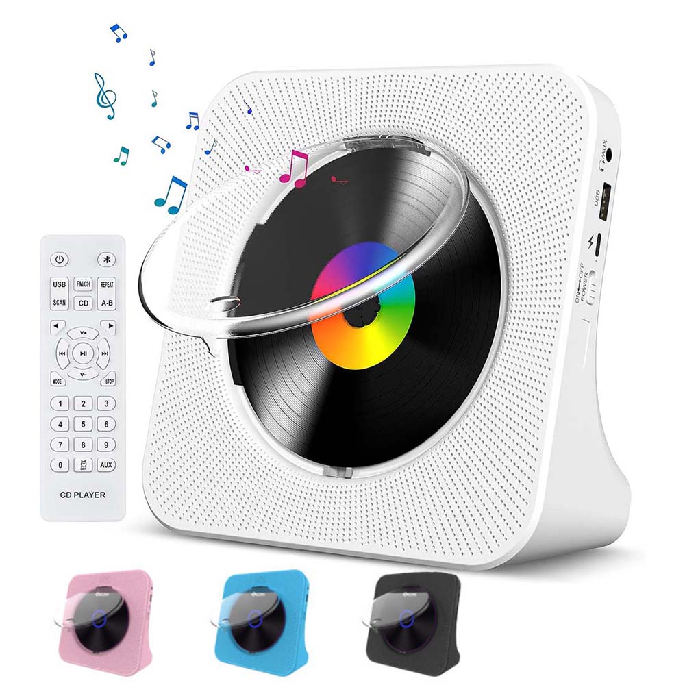 CDプレーヤー 卓上置き式 Bluetooth5.0 2023年革新 cdプレイヤー 1台多役 CDラジカセ CD/FM/USB/AUXなどに対応 CDラジオ 防塵透明カバー付き LEDディスプレイ
