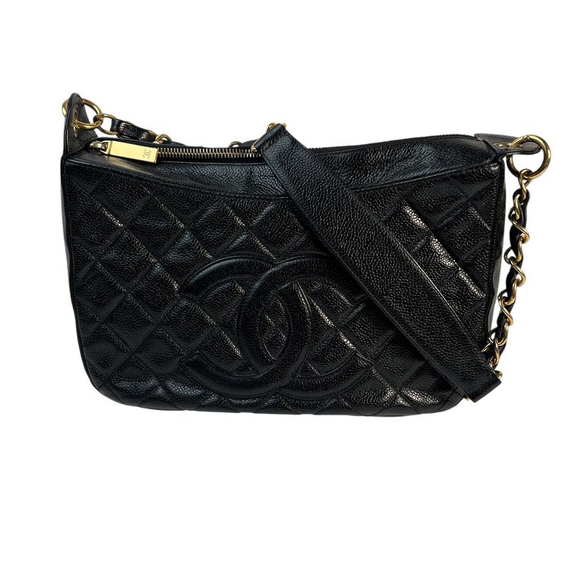 CHANEL シャネル ココマーク キャビアスキン ハンドバッグ ブラック A-8336