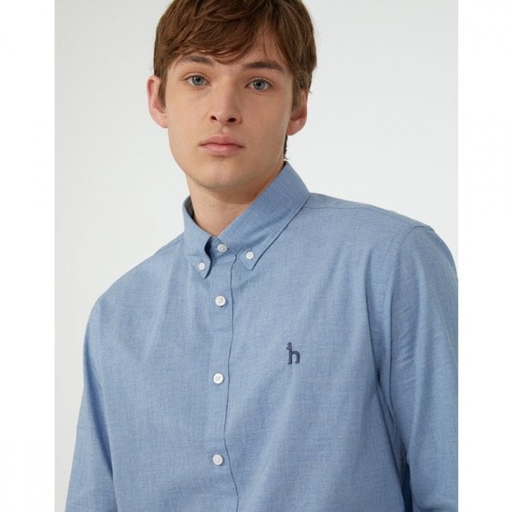 [24SS] [クラシックセラー] ブルーボタンダウンコットン長袖カジュアルシアーWHSH4A202B2