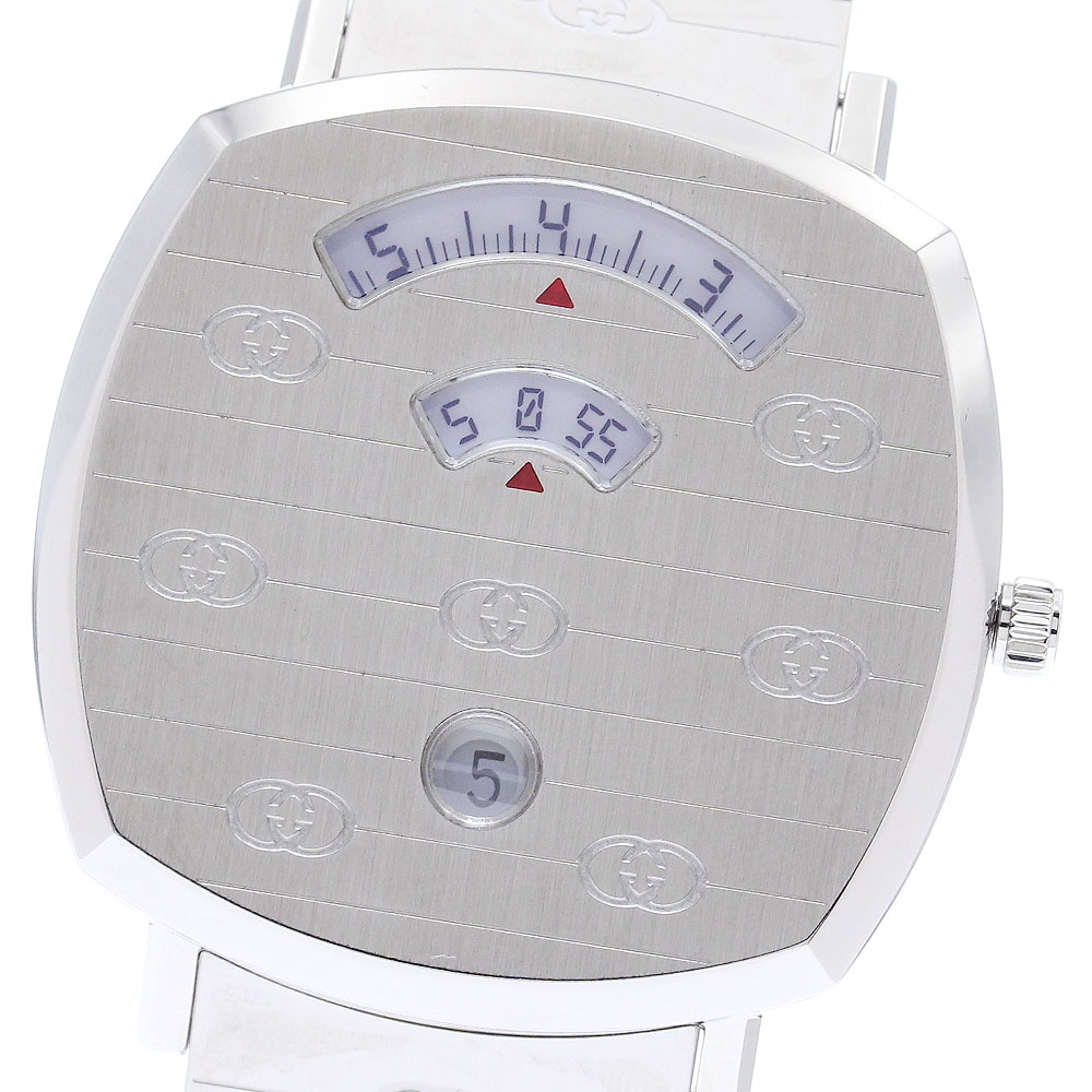グッチ GUCCI 157.3/YA157410 グリップウォッチ デイト クォーツ メンズ 極美品 箱付き_875827【中古】