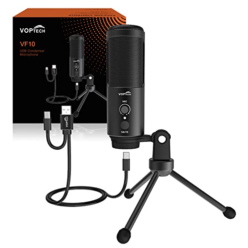 【PS4PS5PC対応】VOPTECH 単一指向性 USB マイク VF10 コンデンサーマイク 録音 音量調節 三脚スタンド付き YouTube ゲーム 通話 PS5/PS4使用可能 ゲーミング