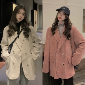 【送料無料】レディース 2カラー ジャケット 襟付き ボタン ダブルブレスト ポケット