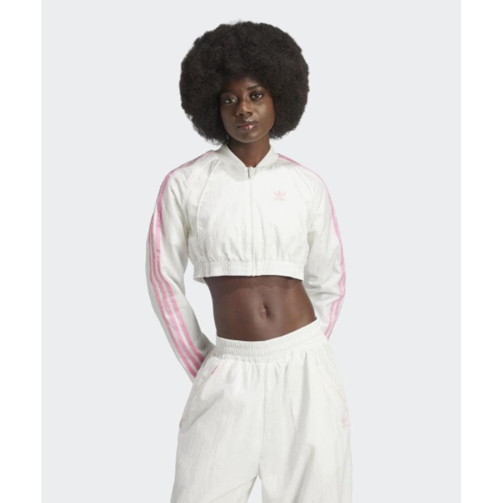 adidas Crop Track Top White Pink IW5485