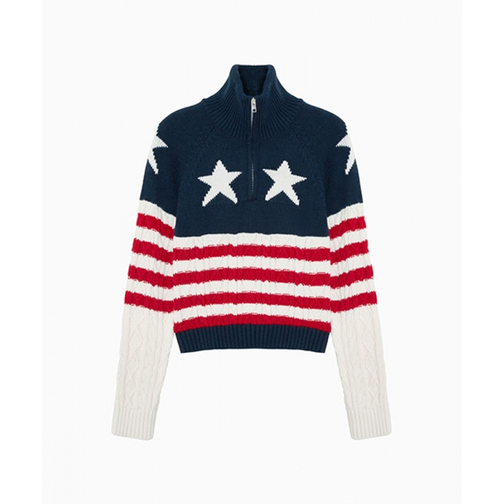 トミージーンズスタークォータージップアップセーター (T32F0KTO12TWT1YBH)