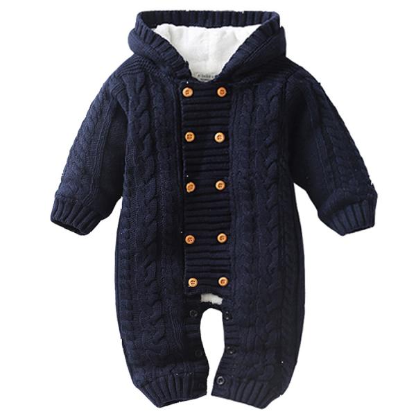 ロンバース ベビー ニット IYEAL 暖かい幼児 冬服 新生児 ニットセータージ Navy Blue-6m