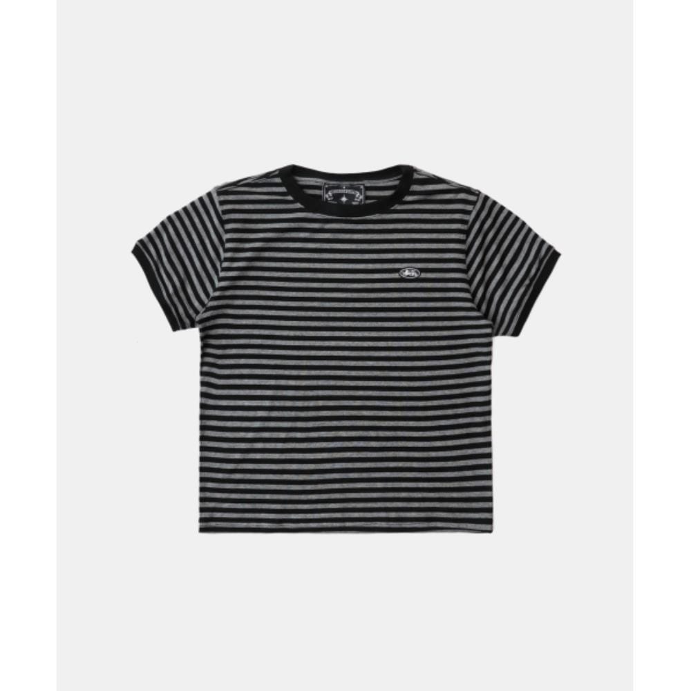 BADBLOOD Tiny Logo Jersey Ringer T-Shirt Black Stripe w 7,005円