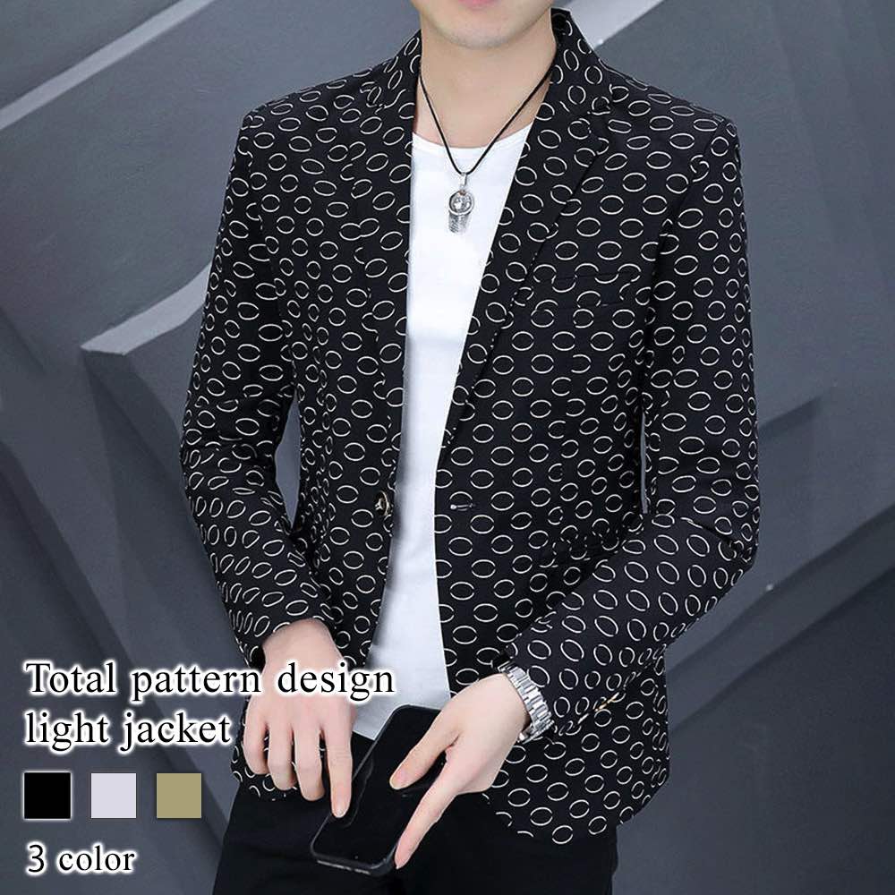 テーラードジャケット メンズ 総柄デザインライトジャケット ステンカラー 40代 チェック 厚手 アウター 冬 ブルゾン テーラード 秋 セール おしゃれ 30代 ブレザー 大きい ジャケット Tシャ