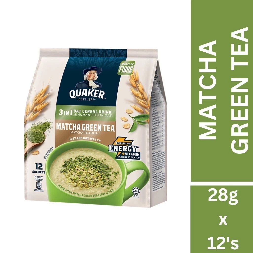 ( 2パック）クエーカーオート麦シリアルドリンク ( 抹茶グリーンティー）12 個 × 28g