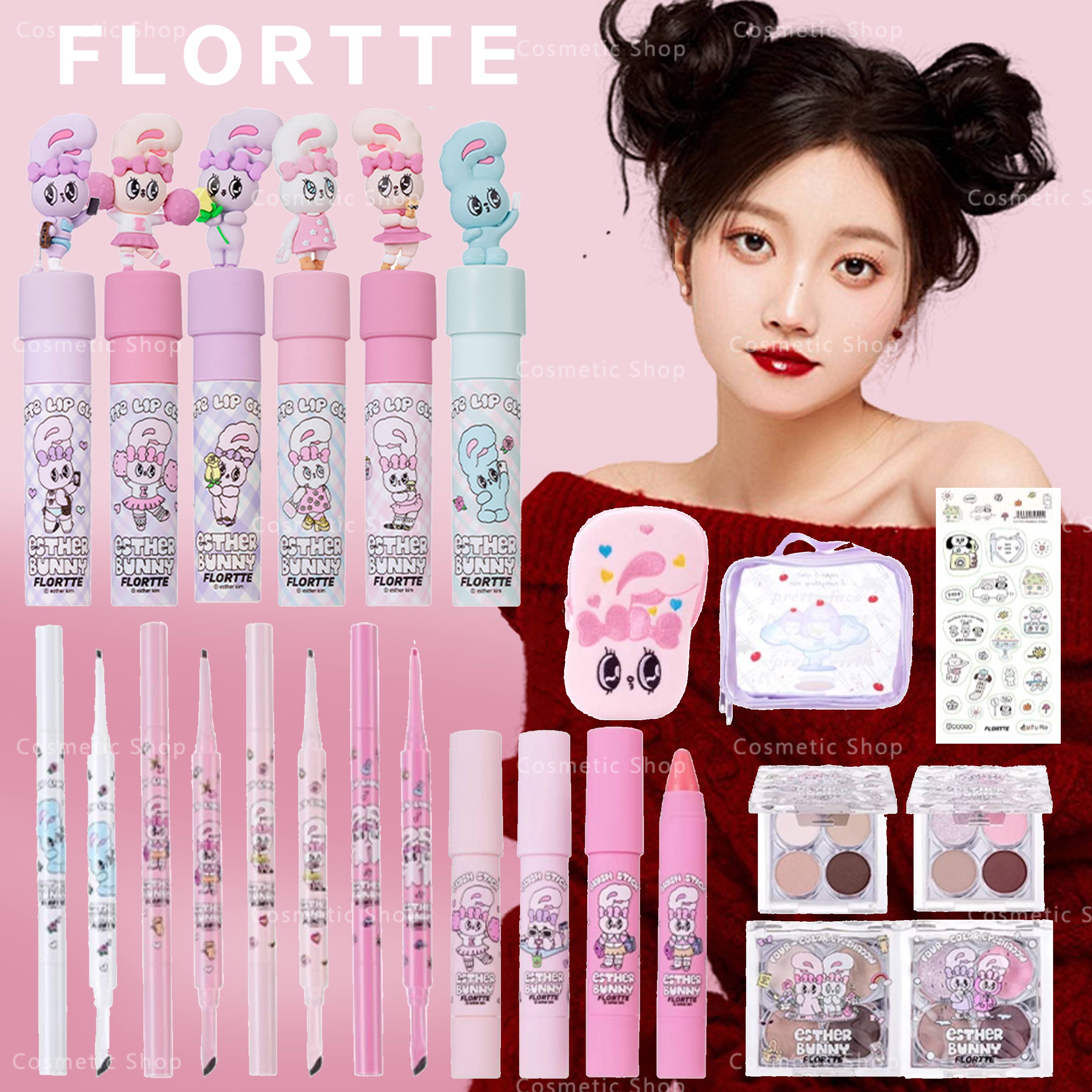 【新品登場/花洛莉亜/BUNNY連名】コスメセットボックス /リップグロス /チーク/アイシャドウ /リップエッセンス/高発色/ 保湿 アイシャドウ/贈りクリスマスカード/新年プレゼント