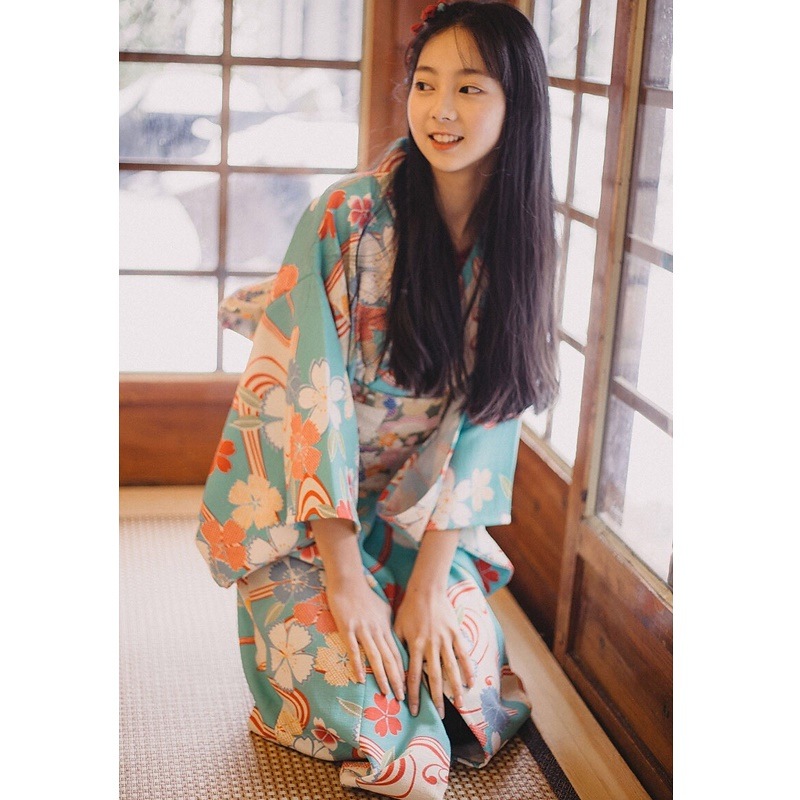 77％以上節約 正規販売店 オレンジ色の小さな日本の女の子の着物女性のドレス伝統的なかわいい改良された中国風の桜の学生ドレス