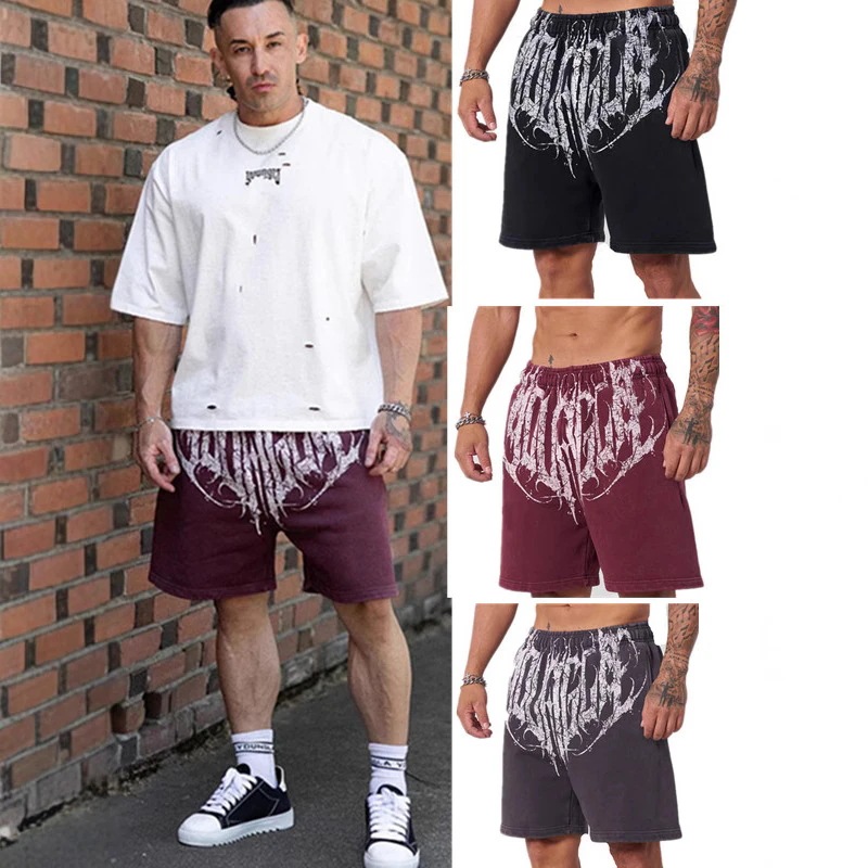 【超お得1つ買うと10個もらえる】メガ割スポーツ ハーフパンツ メンズプリントスポーツフィットネスショートパンツサマーカジュアルバスケットボールランニングショートパンツ