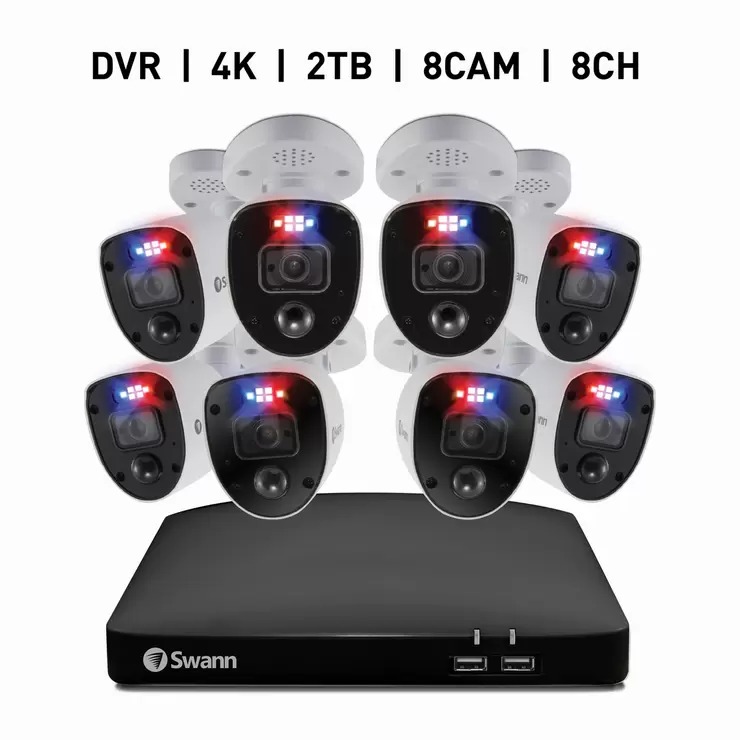Swann 8CH 4K DVRシステム 2TB Enforcer バレット型 カメラ8台 高解像度IP66の防塵・防水性能 防犯カメラセット SODVK-856808RL-JP コストコ 直送品
