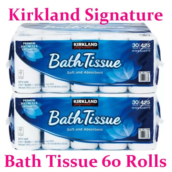 【コストコ大人気】 カークランドシグネチャー バスティッシュ 30ロール2袋 60ロール まとめ買い トイレットペーパー ダブル 42.9m 厚手 コストコ