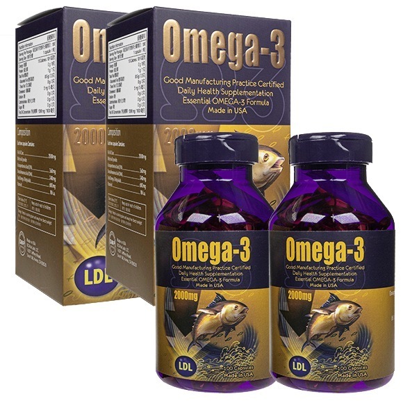 Omega3フィッシュオイル 1000mg 100錠 2本セット　海外直送日時指定不可　ヤマト国際便