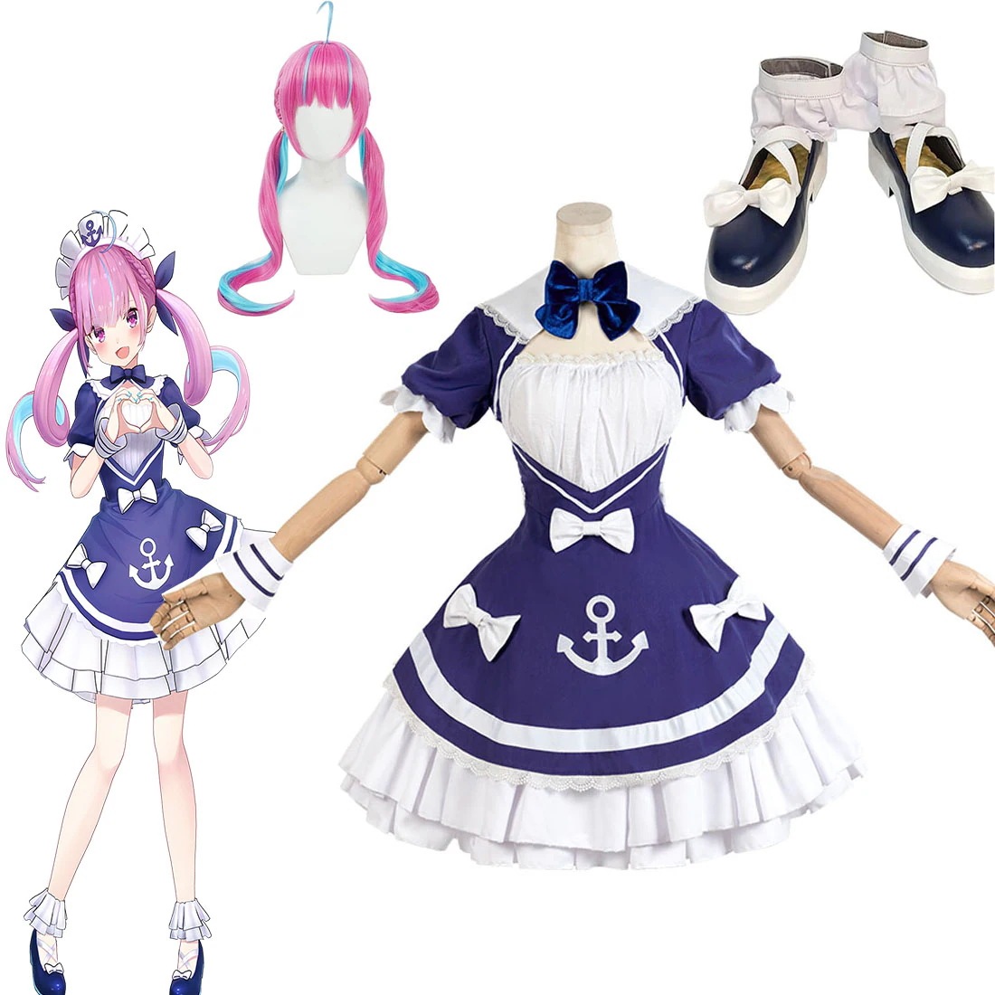 新作入荷 大人気商品 コスプレ衣装 湊あくあ みなとあくあ メイド服 衣装 ウィッグ 靴 追加可 コスプレ衣装 コスチューム ハロウィン プレゼント 贈り物 クリスマス