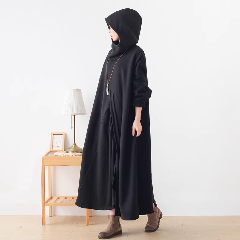 裏ボア パーカーワンピース レディース ワンピース 秋冬 裏起毛ワンピース ロング 大きいサイズ ミモレ丈 日系 長袖 ワンピ ゆったり 体型カバー 厚手