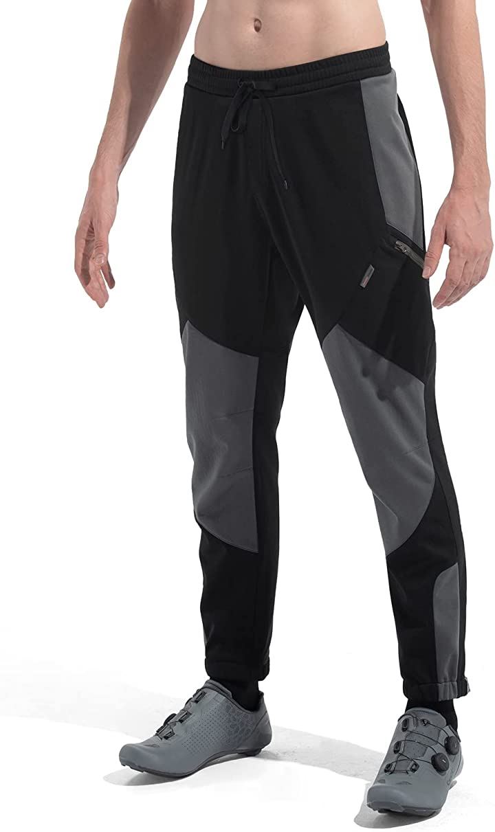 サイクルパンツ メンズ トレッキングパンツ ロングパンツ 冬用 防風 防寒 フリース 裏起毛 サイクルウェア 自転車 バイク パッドなし(グレー, L)