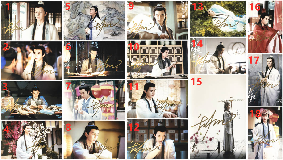 新品 中国ドラマ『新白蛇伝千年一度の恋』新白娘子傳奇 中国限定グッズ サイン付宣伝写真10枚セット 許仙 于朦朧 ソロ