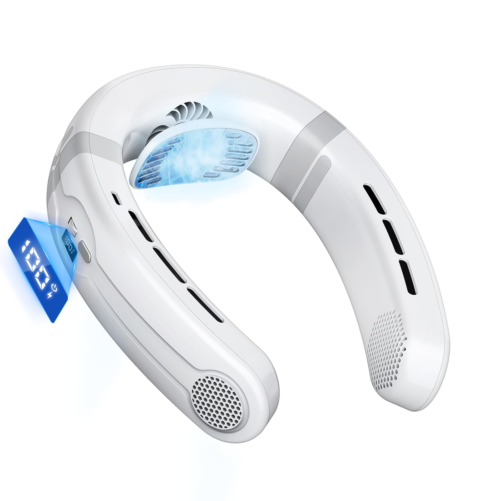 【2025年夏新型&冷却プレート】heine ネッククーラー 首掛け扇風機 ネッククーラー 冷却プレート ネックファン 風量無段階調節 半導体 瞬間冷 LEDディスプレイ表示 Type-C充電 440