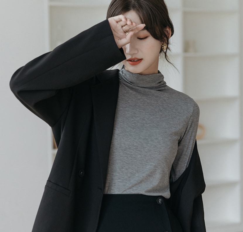 トップス カットソー 袖あり 長袖 タートルネック 綿 かわいい 大人可愛い きれいめ シンプル