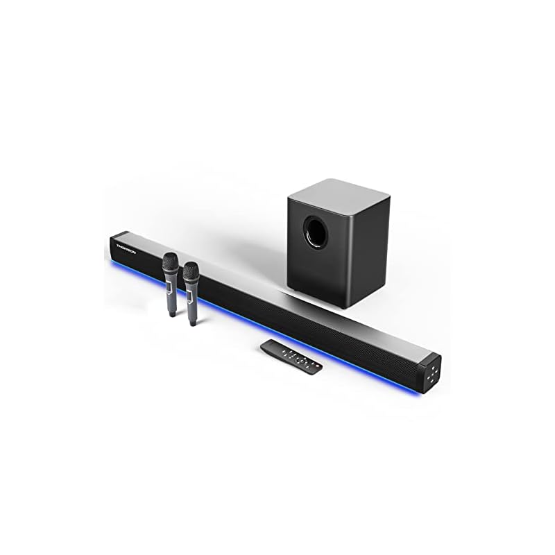 THOMSON サウンドバー テレビ用 2.1CH 重低音3D スピーカー Bluetooth5.0 ホームシアター サブウーファー リモコ : THOMSON サウンドバー120W（4*30W） 3Dホームシアター