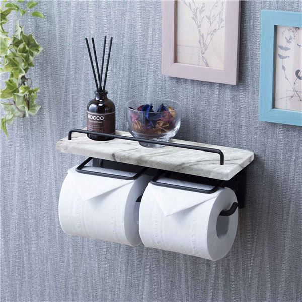 トイレットペーパーホルダー 約幅27.5×奥行9.5×高さ11.5cm 大理石柄 ダブルtype 完成品 トイレ お手洗い 店舗 オフィス 5,864円