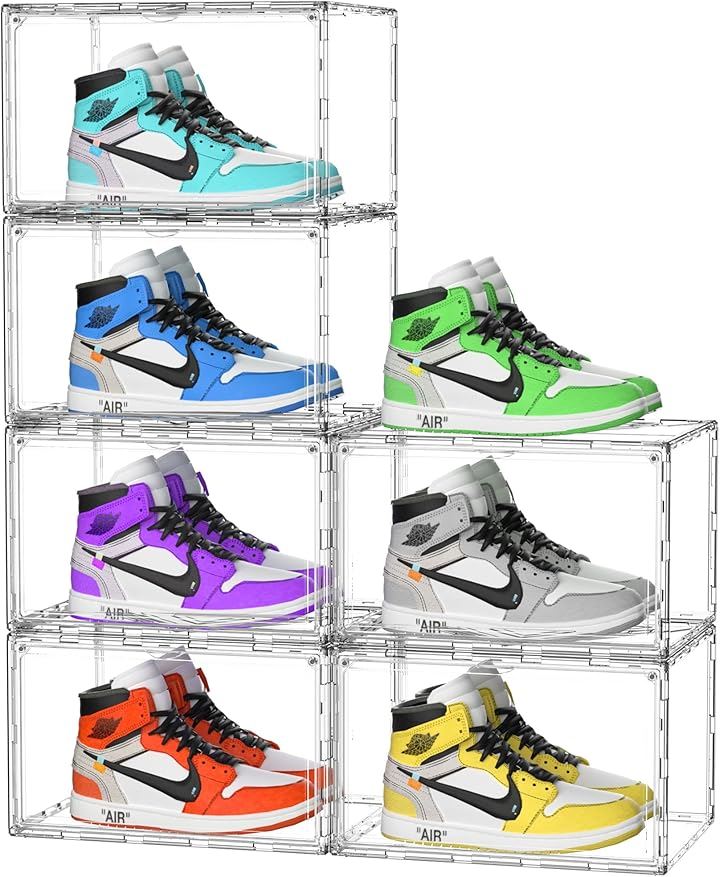 シューズボックス クリア 透明 シューズケース アクリル UVカット スニーカーボックス スニーカーケース 積み重ね マグネット式扉 組み立て式 クロゼット(全面クリア, 6個セット) 6,273円