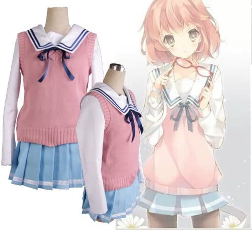 境界の彼方 栗山未来 コスプレ衣装セット夏服 セーターセーラー服スカートウィッグメガネセット