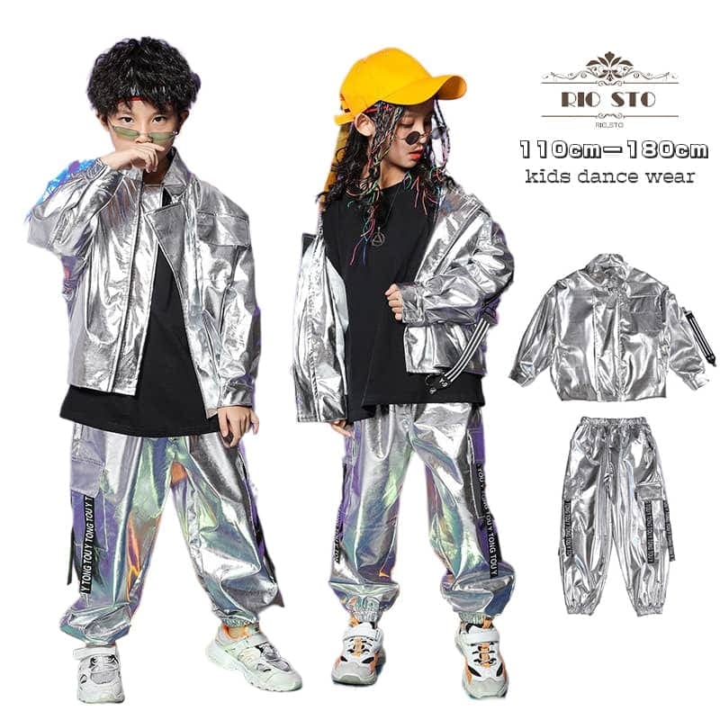 2025新入荷！カジュアルパンツセット カジュアルセットアップ スーツ キッズファッション マタニティ ベビー 上下セットキッズ キッズファッション ダンス衣装 キラキラ シルバー おしゃれ 韓国風子