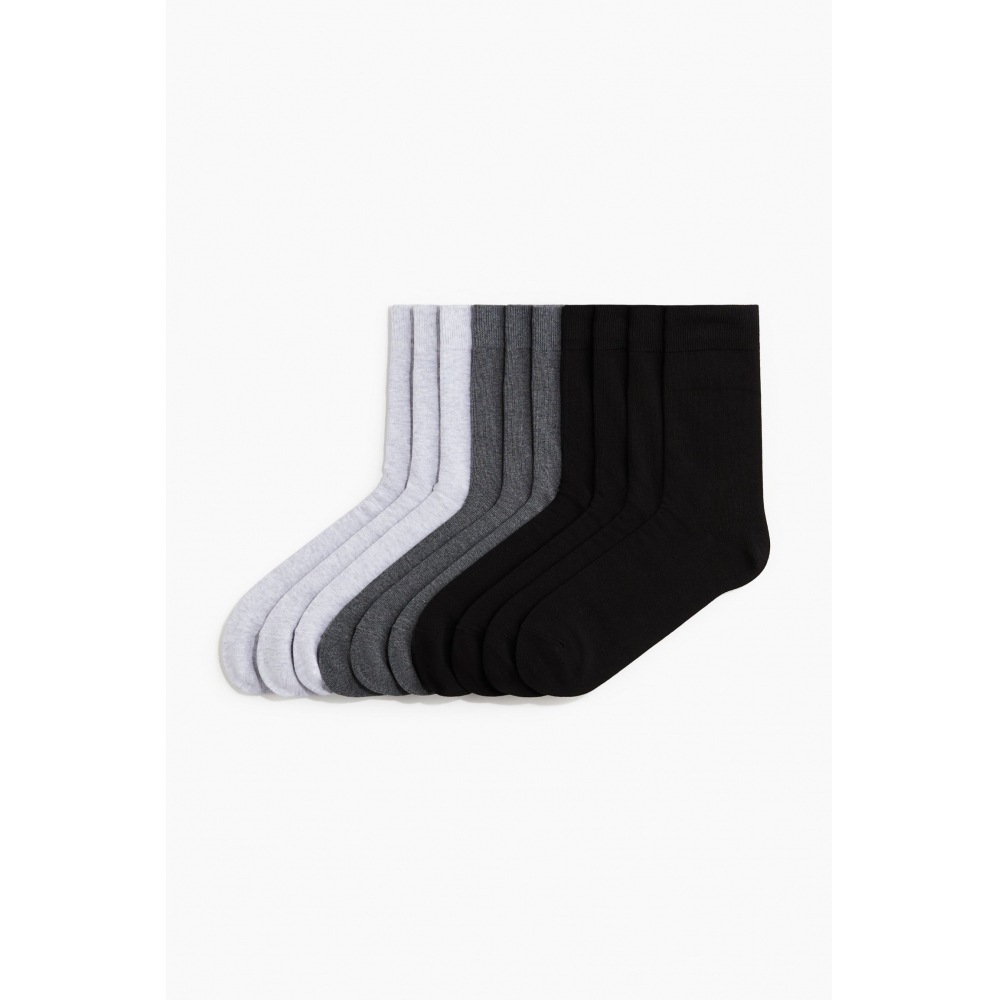 H&M 10パックソックスセットグレーメランジ/ブラック