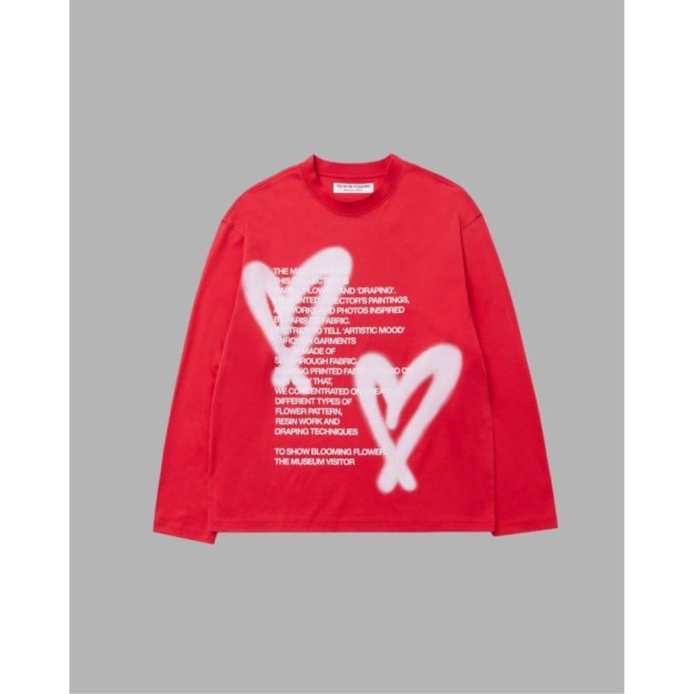 THE MUSEUM VISITOR HEART SPRAY PRINTED LONG SLEEVE RED 1