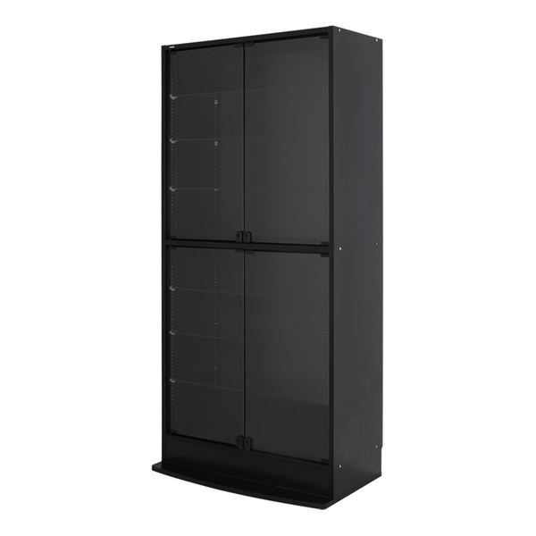 コレクションケース/収納棚 (ワイド ハイタイプ 本体 奥行39cm ブラック) 幅83.1cm 強化ガラス扉 棚板 (組立品)