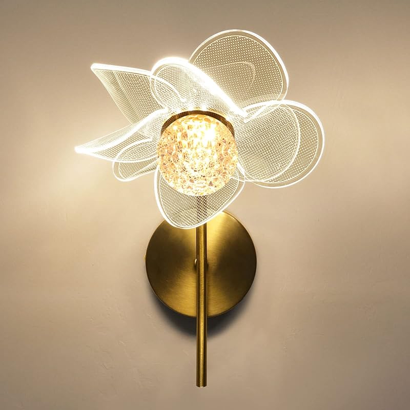 KAWELL 照明 6W LED ブラケットライト ウォールランプ フラワーボール 壁掛けライト 北欧の 壁付け照明 色温度三段階 ドライフラワー接着加工 リビングルームベッドルーム廊下階段の壁