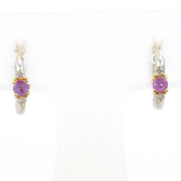 PT900 プラチナ ピアス ピンクサファイア ダイヤ 0.02 ×2 ジュエリー 中古