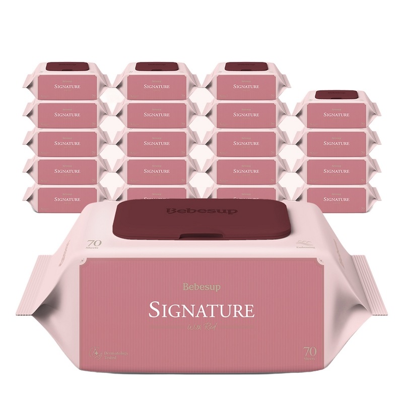 ベベフォレストシグネチャーウィードレッドキャップ型厚いベビーティッシュ70枚20個