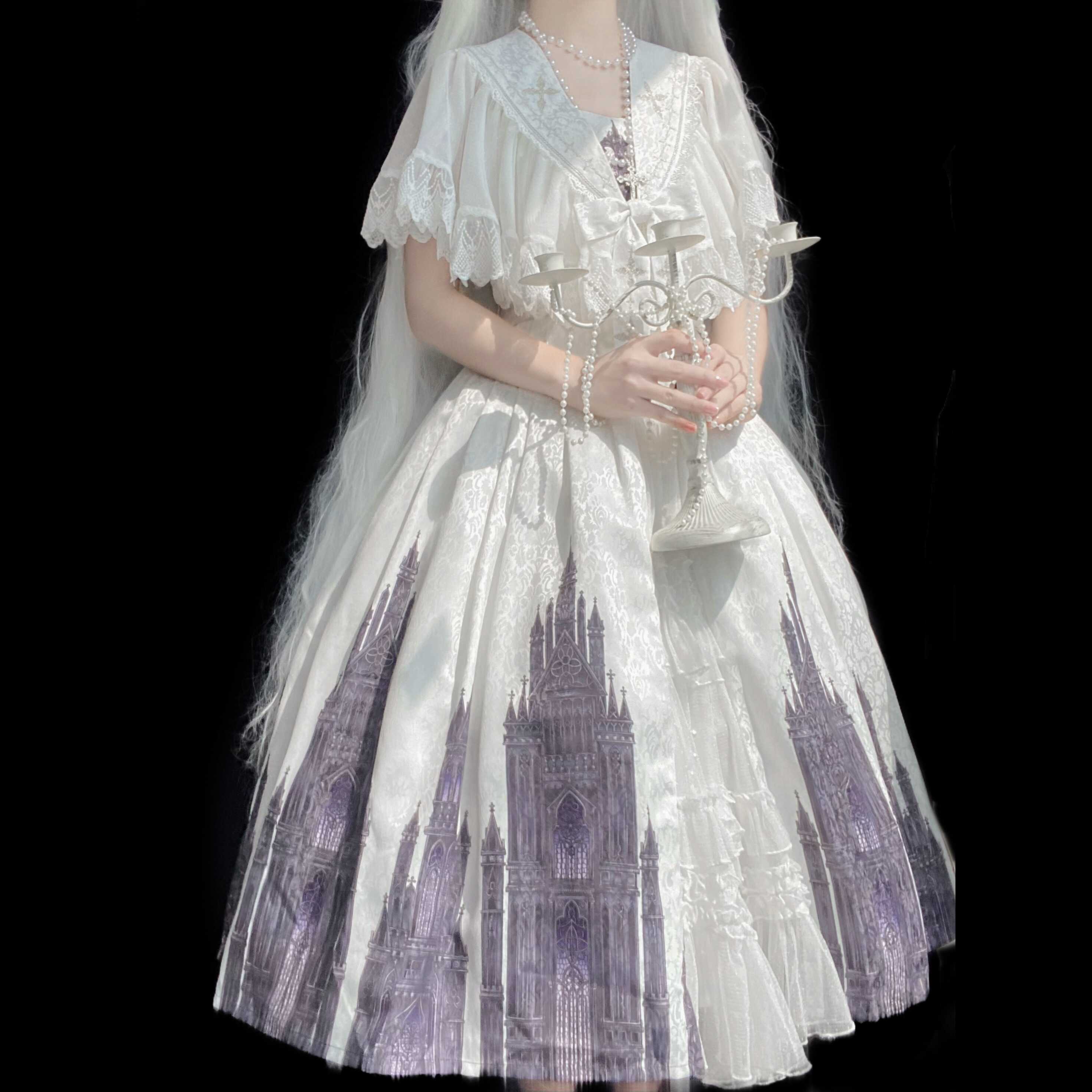 正規品聖光教会lolita洋服オープエレガントワンピースマント黒と白cla系