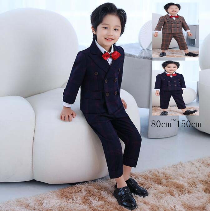 【最安値挑戦】チェック柄 キッズスーツ フォーマルスーツ 子供 男の子 結婚式 子どもスーツ 卒園式 入学式 入園式スーツ ベビー服 赤ちゃん 上下セット 男の子スーツ お受験 誕生日 発表会 パーテ