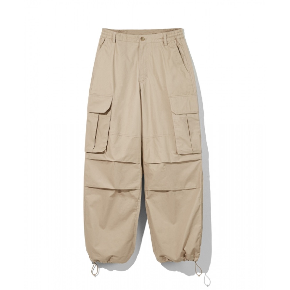CODEGRAPHY コットンワイドパラシュートカーゴパンツ_ライトベージュ