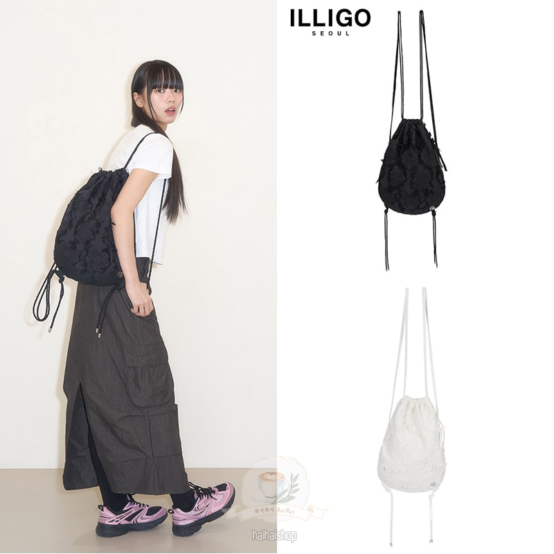 【韓国人気】feather shirring string bag 2color